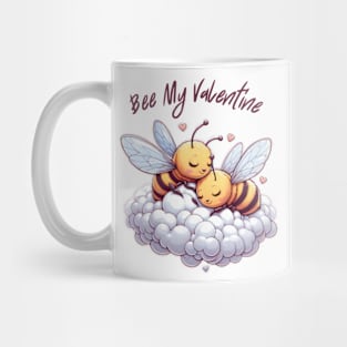 couple of bees embracing on a cloud, Bee My Valentine Mug